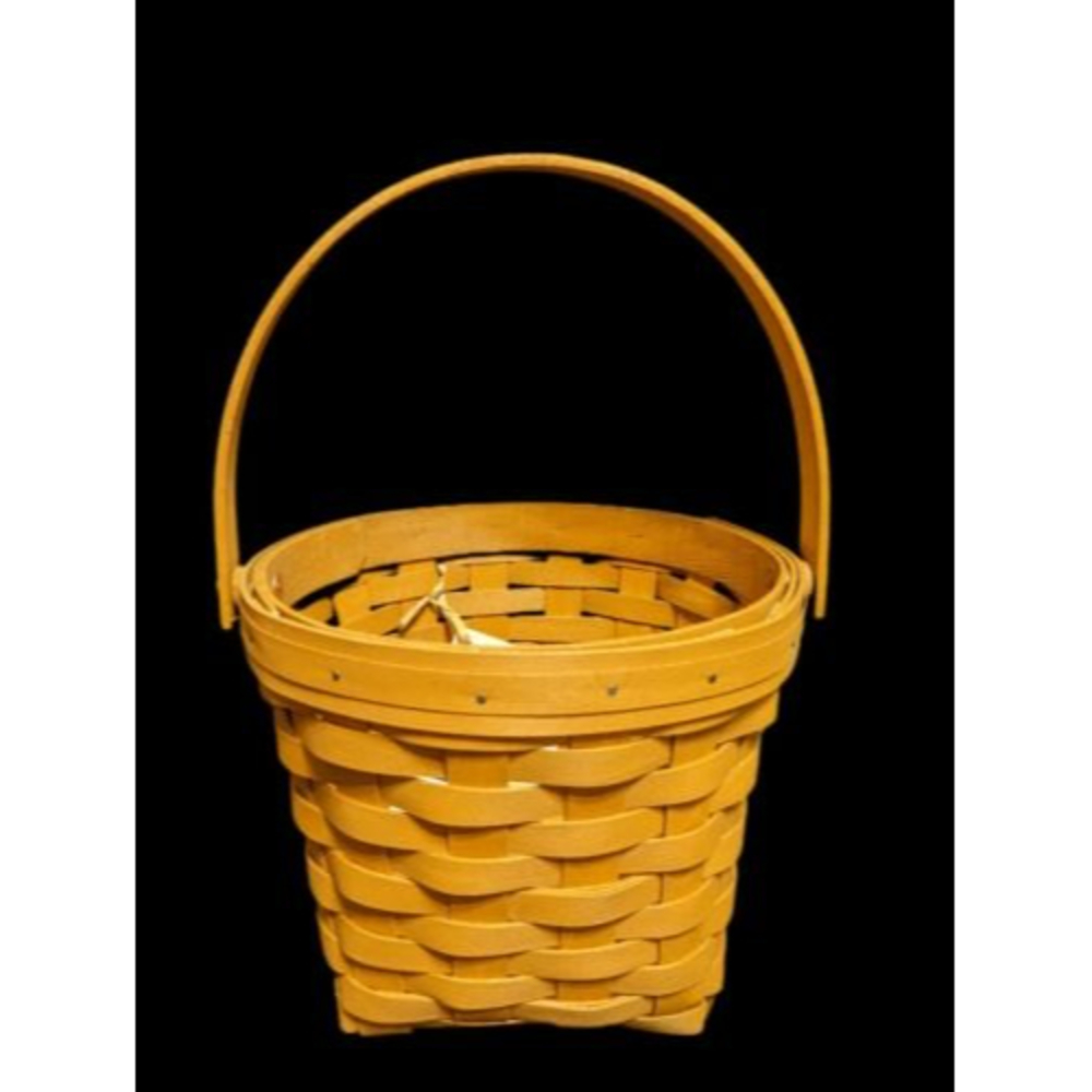 Vintage Signed 2016 Round Longaberger Basket 8” Wide  6" Tall Easter Basket